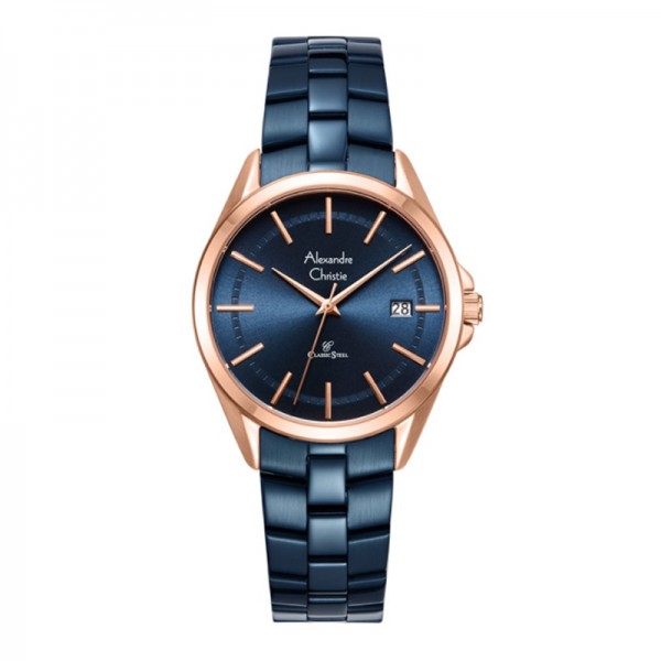 Alexandre Christie AC 8652 Rosegold Blue Lady LDBURBU